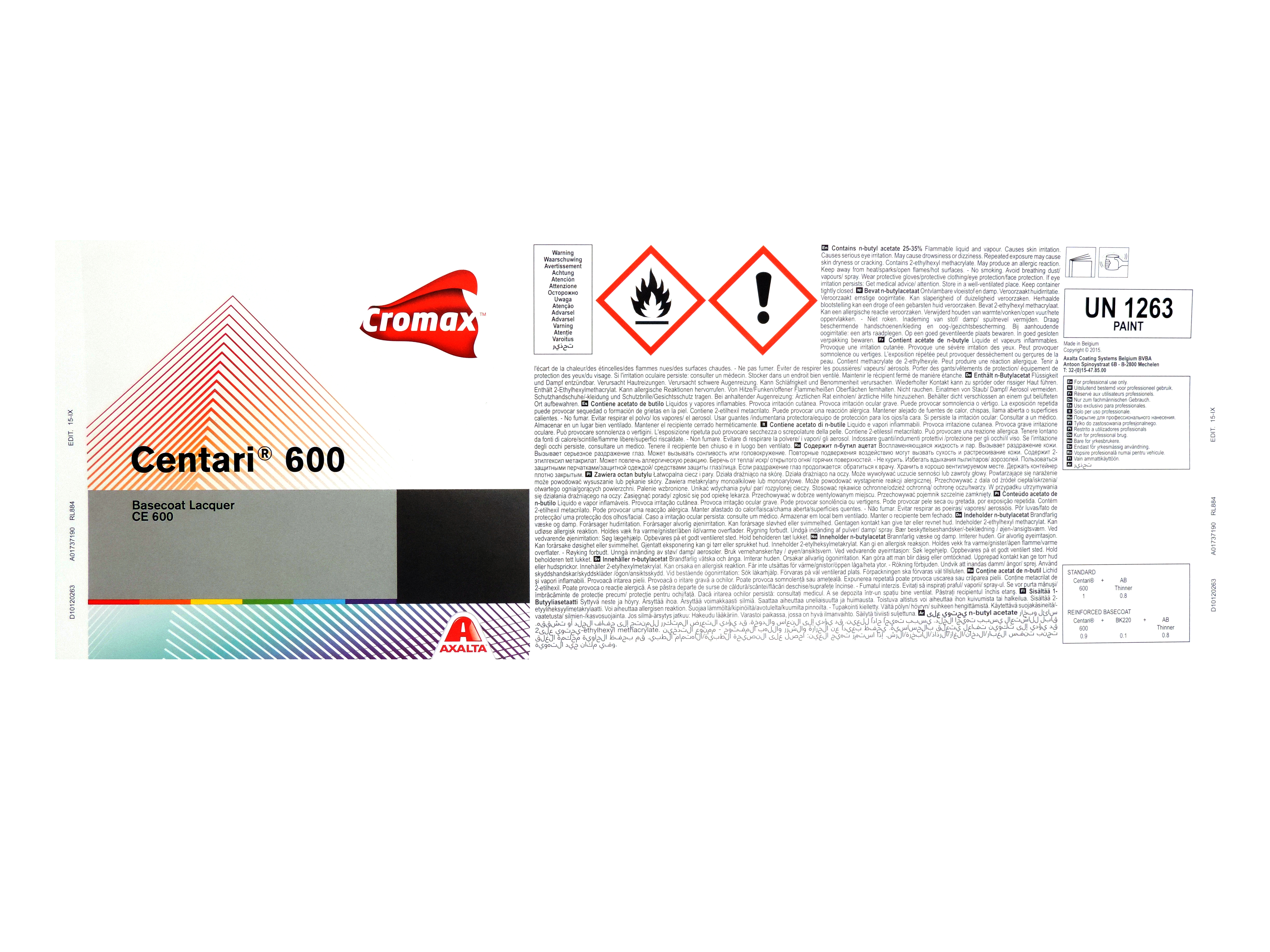 Centari 600 Etiqueta